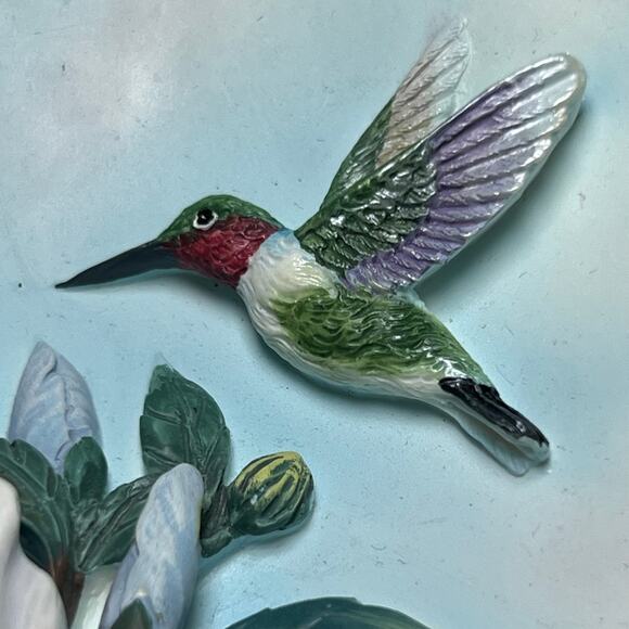 Lena Liu 3D Morning Jewels Rose Colored Dawn Hummingbird Plate Bradford Exchange - Picture 4 of 12